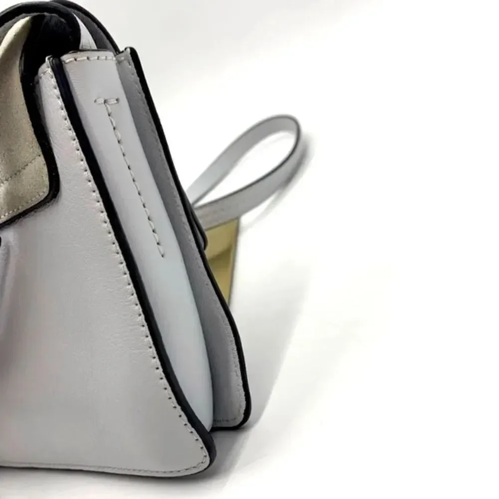 Auth CHLOE Small Faye Crossbody Bag Powder Blue Leather Putty Suede Very Good